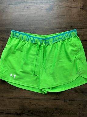 Under Armour Neon Green Women’s Athletic Shorts with Branded Waistband